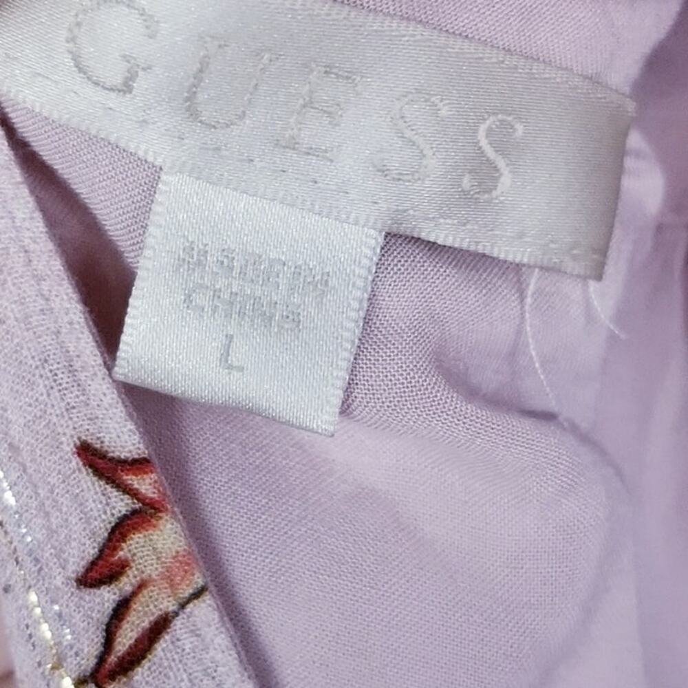 GUESS Monique Printed Mock Neck Smocked Blouse - Size L - Picture 9 of 12